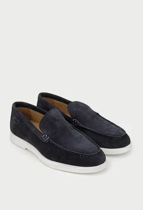 Mocasini barbati din piele intoarsa bleumarin