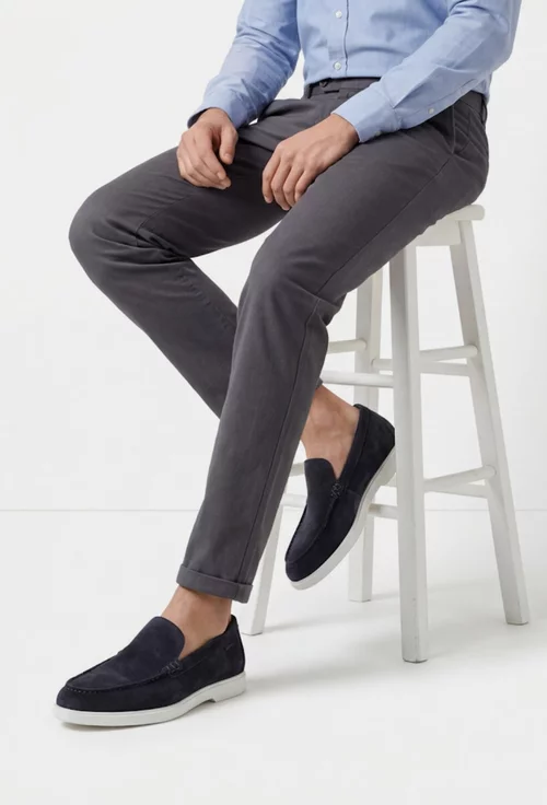 Mocasini barbati din piele intoarsa bleumarin