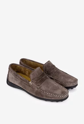 Mocasini barbati din piele nabuc grej