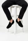 Mocasini barbati din piele nabuc neagra