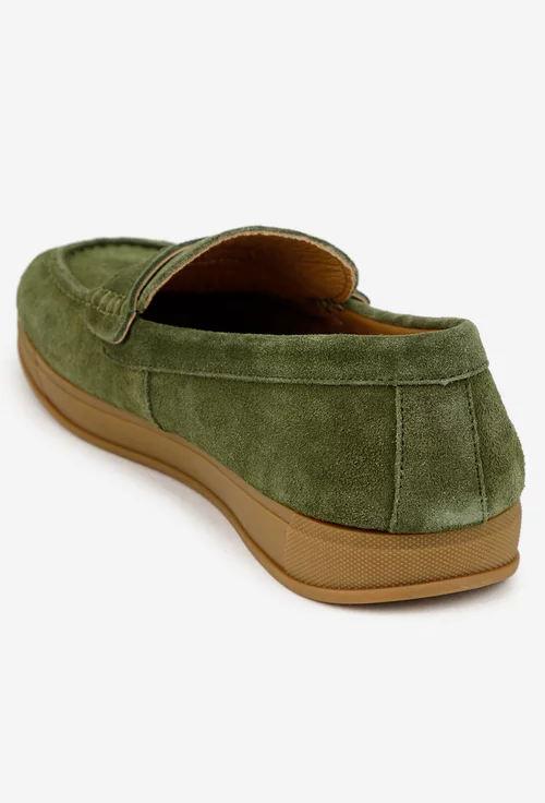 Mocasini barbati kaki din piele intoarsa picture - 3