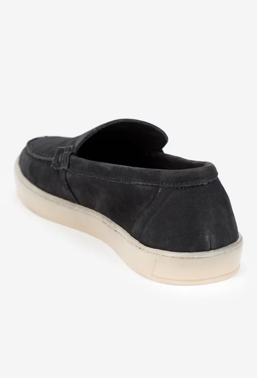 Mocasini barbati negri din piele nabuc