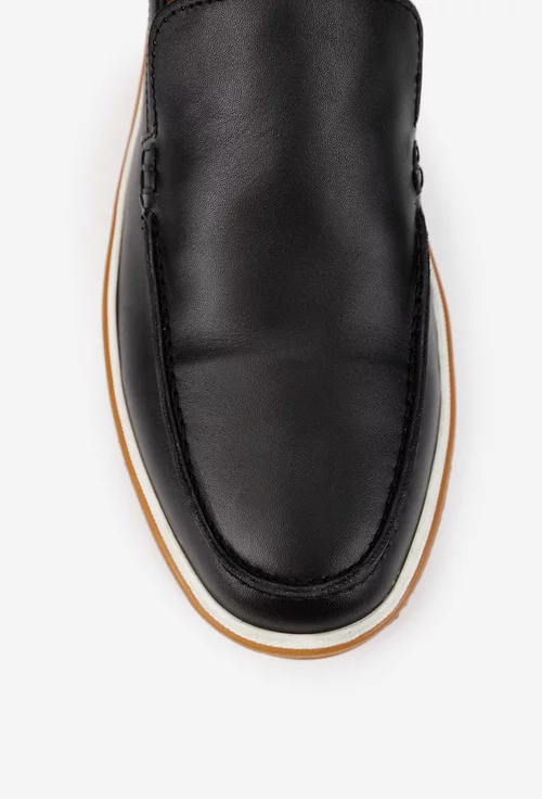 Mocasini barbati NUR confectionati din piele naturala neagra