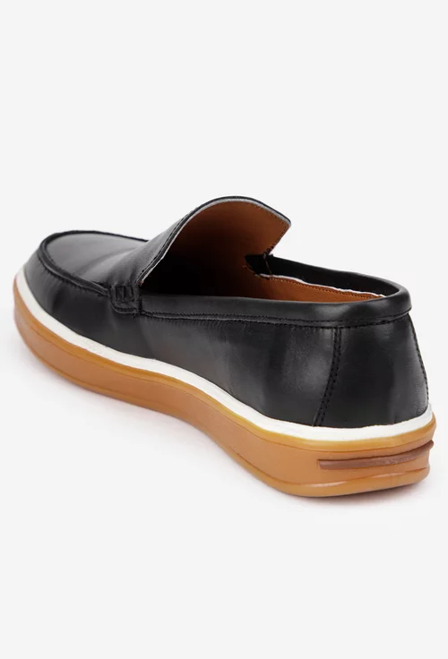 Mocasini barbati NUR confectionati din piele naturala neagra