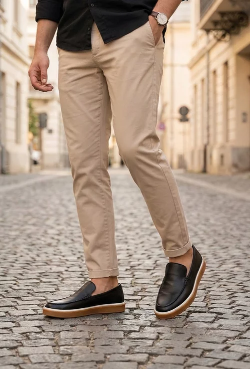 Mocasini barbati NUR confectionati din piele naturala neagra