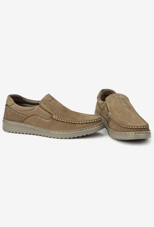 Mocasini barbati NUR din piele nabuc taupe picture - 6