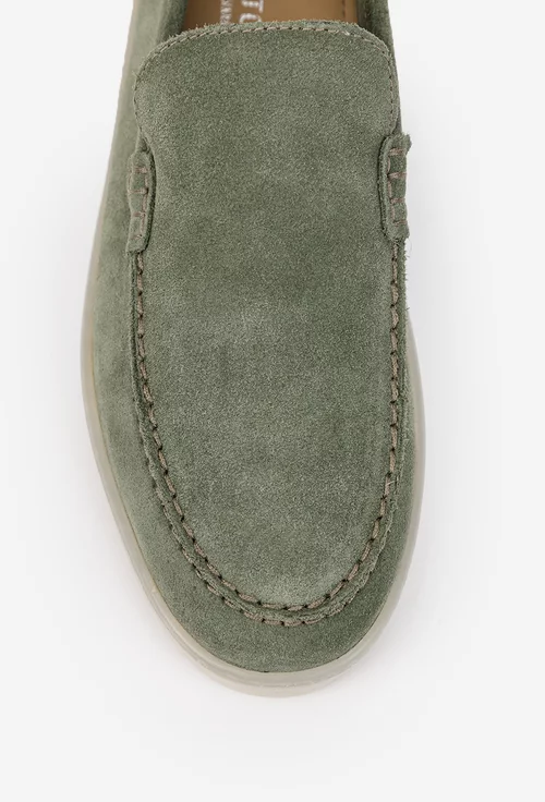 Mocasini barbati verzi din piele intoarsa