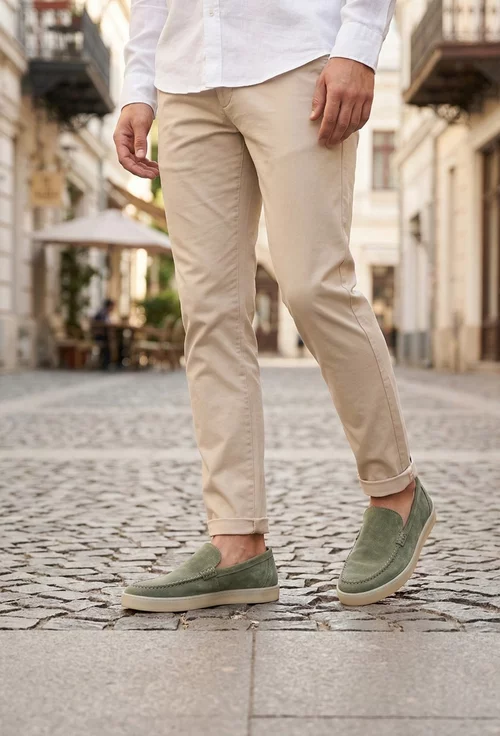 Mocasini barbati verzi din piele intoarsa picture - 2