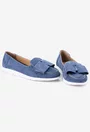 Mocasini bleu din piele intoarsa cu funda