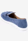 Mocasini bleu din piele intoarsa cu funda