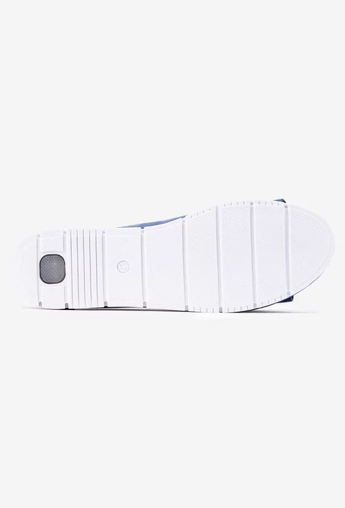 Mocasini bleu din piele intoarsa cu funda