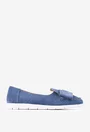 Mocasini bleu din piele intoarsa cu funda