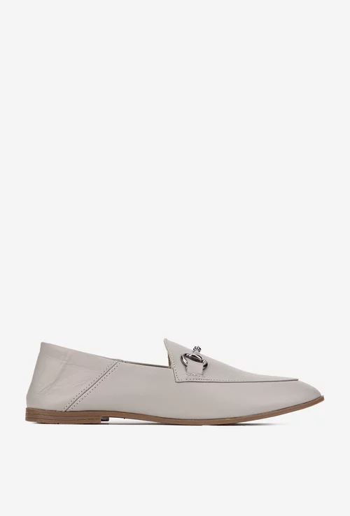 Mocasini dama accesorizati din piele grej