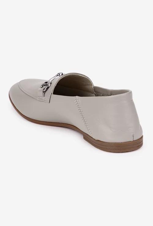 Mocasini dama accesorizati din piele grej