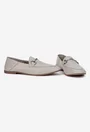 Mocasini dama accesorizati din piele grej