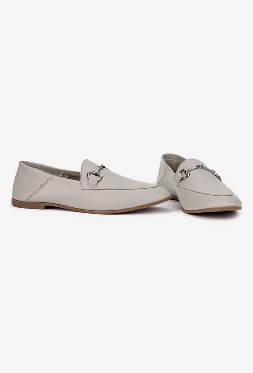 Mocasini dama accesorizati din piele grej