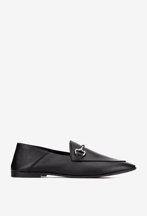 Mocasini dama accesorizati din piele neagra
