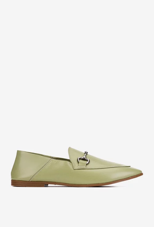 Mocasini dama accesorizati realizati din piele verde