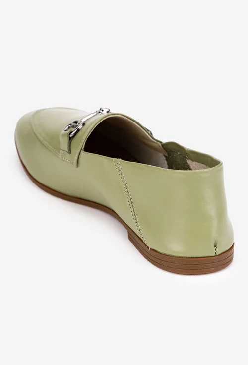 Mocasini dama accesorizati realizati din piele verde