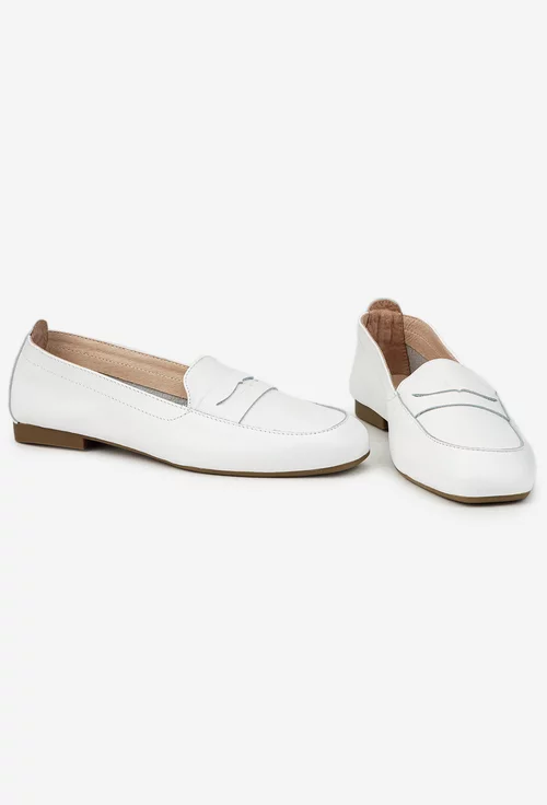 Mocasini dama albi din piele naturala picture - 6
