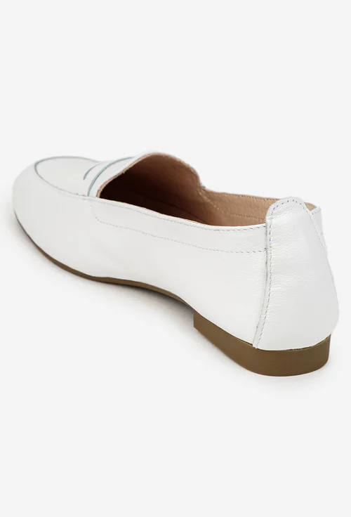 Mocasini dama albi din piele naturala picture - 4