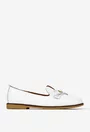 Mocasini dama albi din piele naturala cu ornament