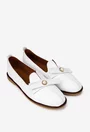Mocasini dama albi din piele naturala cu ornament