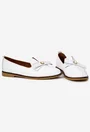 Mocasini dama albi din piele naturala cu ornament