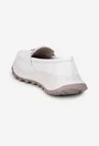 Mocasini dama albi din piele texturata cu ornament