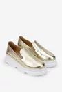 Mocasini dama aurii din piele naturala