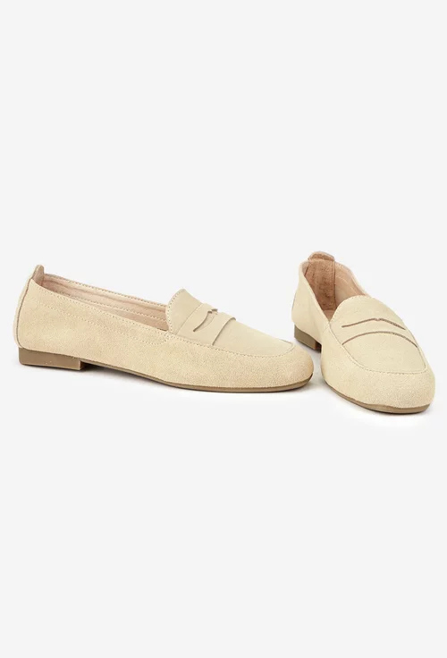 Mocasini dama bej din piele intoarsa picture - 5