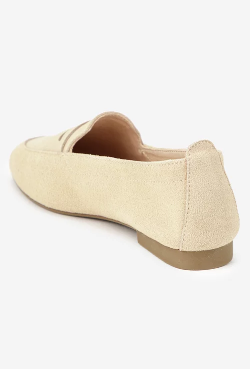 Mocasini dama bej din piele intoarsa picture - 3