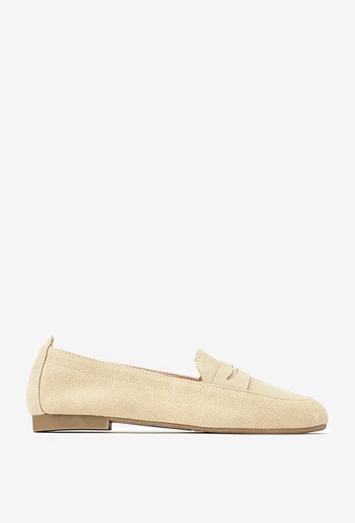 Mocasini dama bej din piele intoarsa picture - 2