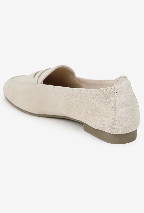 Mocasini dama bej din piele intoarsa picture - 3