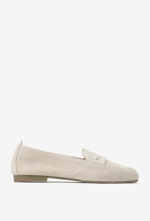 Mocasini dama bej din piele intoarsa picture - 2