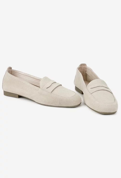 Mocasini dama bej din piele intoarsa picture - 5
