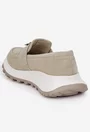 Mocasini dama bej din piele intoarsa cu ornament