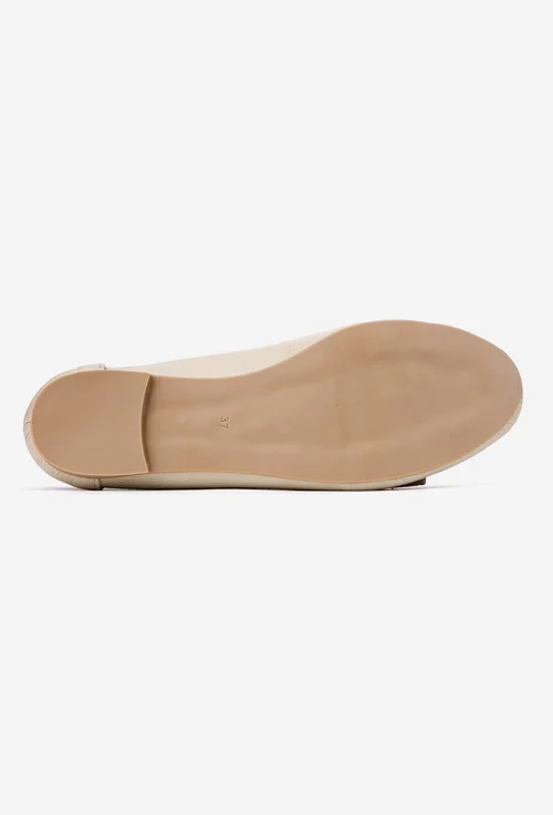 Mocasini dama bej din piele naturala cu funda