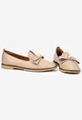 Mocasini dama bej din piele naturala cu ornament