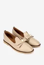 Mocasini dama bej din piele naturala cu ornament