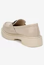 Mocasini dama bej din piele naturala cu ornament