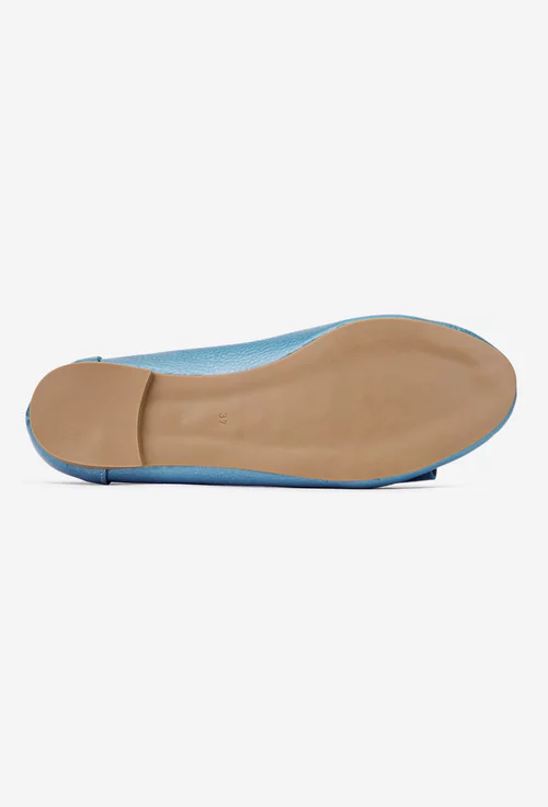 Mocasini dama bleu din piele naturala cu funda