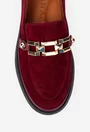 Mocasini dama bordo din piele intoarsa cu ornament