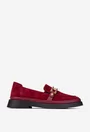 Mocasini dama bordo din piele intoarsa cu ornament