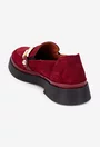 Mocasini dama bordo din piele intoarsa cu ornament