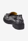 Mocasini dama din piele neagra cu imprimeu