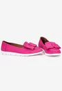 Mocasini dama fuchsia din piele cu funda