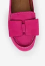 Mocasini dama fuchsia din piele cu funda