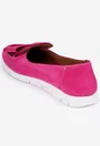Mocasini dama fuchsia din piele cu funda