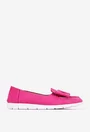 Mocasini dama fuchsia din piele cu funda